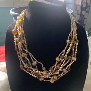 Natural colored multi strand beaded necklace